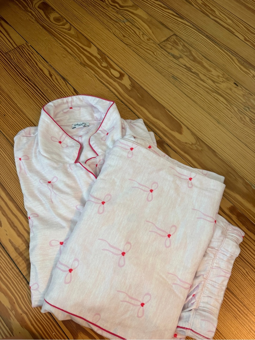 Splendid Pink Bow-Print Long Sleeve Pajama Set for Kids